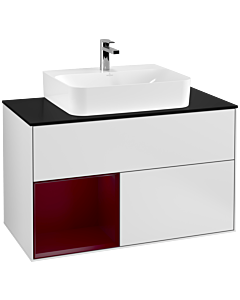 Villeroy und Boch Finion Villeroy und Boch F112HBMT 100cm, plaque de recouvrement blanc mat, étagère gauche Peony , laqué blanc mat