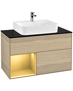 Villeroy und Boch Finion Villeroy und Boch Finion F112HFPC 100cm, cover plate white matt, shelf left gold matt, Oak Veneer