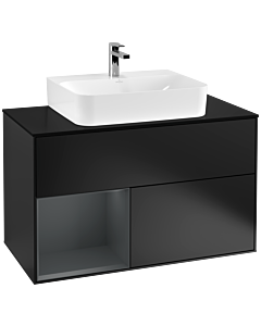 Villeroy und Boch Finion Villeroy und Boch Finion F112HGPD 100cm, cover plate white matt, shelf left Midnight Blue Matt Lacquer , black matt lacquer