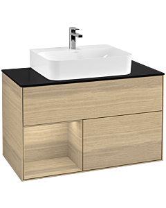 Villeroy und Boch Finion Villeroy und Boch F112PCPC 100cm, plaque de finition blanc mat, étagère à gauche Oak Veneer , Oak Veneer