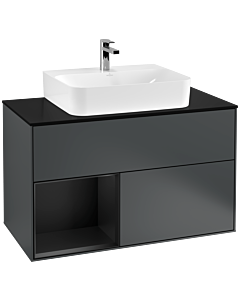 Villeroy und Boch Finion Villeroy und Boch Finion F112PDHG 100cm, cover plate white matt, shelf left black matt lacquer, midnight Blue Matt Lacquer