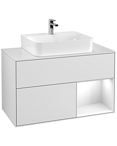 Villeroy und Boch Finion Villeroy und Boch Finion F121GFMT 100cm, cover plate white matt, shelf on the right Glossy white lacquer, white matt lacquer