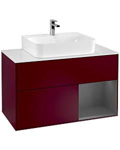 Villeroy und Boch Finion Villeroy und Boch Finion F121GKHB 100cm, cover plate white matt, shelf on the right anthracite matt, Peony Matt