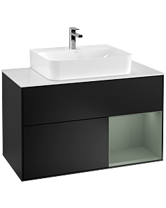 Villeroy und Boch Finion Villeroy und Boch Finion F121GMPD 100cm, cover plate white matt, shelf on the right Olive Matt Lacquer , black matt lacquer
