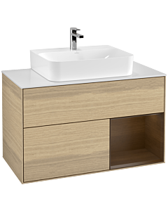 Villeroy und Boch Finion Villeroy und Boch Finion F121GNPC 100cm, cover plate white matt, shelf on the right Oak Veneer veneer, Oak Veneer