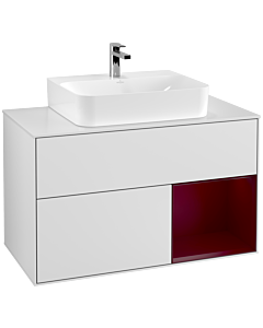 Villeroy und Boch Finion Villeroy und Boch F121HBMT 100cm, plaque de recouvrement blanc mat, étagère à droite Peony , laqué blanc mat