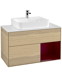 Villeroy und Boch Finion Villeroy und Boch F121HBPC 100cm, plaque de recouvrement blanc mat, étagère à droite Peony , Oak Veneer