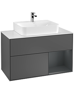 Villeroy und Boch Finion Villeroy und Boch Finion F121HGGK 100cm, cover plate white matt, shelf on the right Midnight Blue Matt Lacquer , anthracite matt