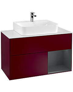 Villeroy und Boch Finion Villeroy und Boch Finion F121HGHB 100cm, cover plate white matt, shelf on the right Midnight Blue Matt Lacquer , Peony Matt