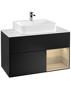 Villeroy und Boch Finion Villeroy und Boch Finion F121PCPD 100cm, cover plate white matt, shelf on the right Oak Veneer , black matt lacquer