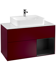 Villeroy und Boch Finion Villeroy und Boch Finion F121PDHB 100cm, cover plate white matt, shelf on the right black matt lacquer, Peony Matt