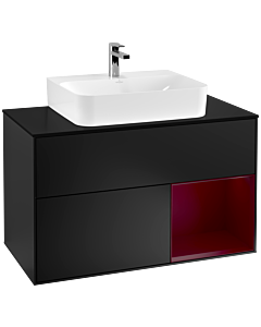 Villeroy und Boch Finion Villeroy und Boch F122HBPD 100cm, couvercle noir mat, étagère à droite Peony , laqué noir mat