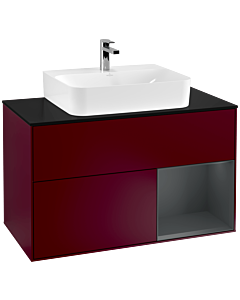 Villeroy und Boch Finion Villeroy und Boch Finion F122HGHB 100cm, cover plate black matt, shelf on the right Midnight Blue Matt Lacquer , Peony Matt