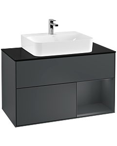 Villeroy und Boch Finion Villeroy und Boch Finion F122HGHG 100cm, cover plate black matt, shelf on the right Midnight Blue Matt Lacquer , Midnight Blue Matt Lacquer