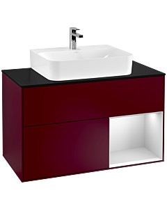 Villeroy und Boch Finion Villeroy und Boch Finion F122MTHB 100cm, cover plate black matt, shelf on the right white matt lacquer, Peony Matt