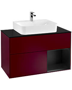 Villeroy und Boch Finion Villeroy und Boch Finion F122PDHB 100cm, cover plate black matt, shelf on the right black matt lacquer, Peony Matt