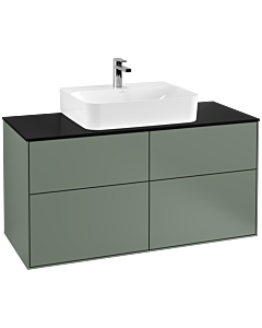 Villeroy und Boch Finion Waschtischunterschrank F13200GM 120x60,3cm, Abdeckplatte black matt, Olive Matt Lacquer