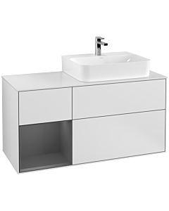 Villeroy und Boch Finion Villeroy und Boch Finion F141GKMT 120cm, cover plate glass white matt, shelf left anthracite matt, white matt lacquer