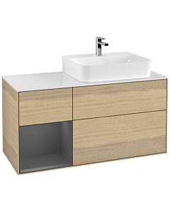 Villeroy und Boch Finion Villeroy und Boch Finion F141GKPC 120cm, cover plate glass white matt, shelf left anthracite matt, Oak Veneer
