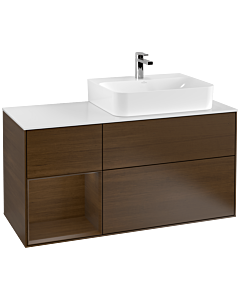 Villeroy und Boch Finion Villeroy und Boch Finion F141GNGN 120cm, cover plate glass white matt, shelf on the left Walnut veneer, Walnut veneer