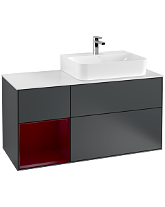 Villeroy und Boch Finion Villeroy und Boch Finion F141HBHG 120cm, cover plate glass white matt, shelf left Peony , midnight Blue Matt Lacquer