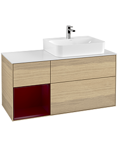 Villeroy und Boch Finion Villeroy und Boch Finion F141HBPC 120cm, cover plate glass white matt, shelf left Peony , Oak Veneer