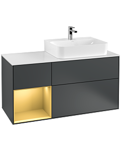 Villeroy und Boch Finion Villeroy und Boch Finion F141HFHG 120cm, cover plate glass white matt, shelf left gold matt, midnight Blue Matt Lacquer