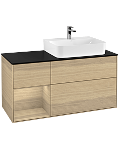 Villeroy und Boch Finion Villeroy und Boch F142PCPC 120cm, couvercle en verre noir mat, étagère à gauche Oak Veneer , Oak Veneer