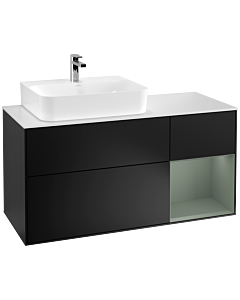 Villeroy und Boch Finion Villeroy und Boch F151GMPD 120cm, plaque de recouvrement blanc mat, étagère à droite Olive Matt Lacquer , laqué noir mat