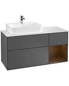 Villeroy und Boch Finion Villeroy und Boch Finion F151GNGK 120cm, cover plate white matt, shelf on the right walnut veneer, anthracite matt