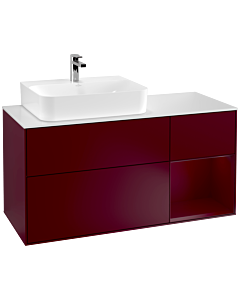 Villeroy und Boch Finion Waschtischunterschrank F151HBHB 120cm, Abdeckplatte white matt, Regal rechts Peony, Peony Matt