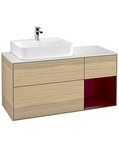 Villeroy und Boch Finion Villeroy und Boch F151HBPC 120cm, plaque de finition blanc mat, étagère à droite Peony , Oak Veneer