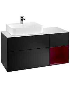 Villeroy und Boch Finion Waschtischunterschrank F151HBPD 120cm, Abdeckplatte white matt, Regal rechts Peony, Black matt lacquer