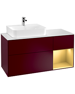 Villeroy und Boch Finion Villeroy und Boch F151HFHB 120cm, plaque de recouvrement blanc mat, étagère droite or mat, Peony Matt