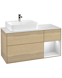 Villeroy und Boch Finion Villeroy und Boch F151MTPC 120cm, plaque de recouvrement blanc mat, étagère droite blanc laqué mat, Oak Veneer