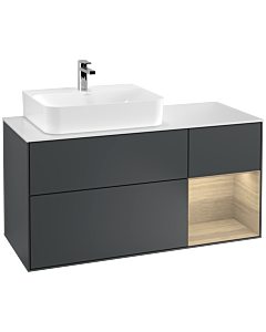 Villeroy und Boch Finion Villeroy und Boch F151PCHG 120cm, plaque de finition blanc mat, étagère à droite Oak Veneer , Midnight Blue Matt Lacquer