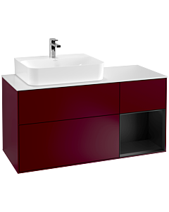 Villeroy und Boch Finion Villeroy und Boch F151PDHB 120cm, plaque de recouvrement blanc mat, étagère à droite laqué noir mat, Peony Matt