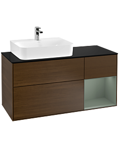 Villeroy und Boch Finion Villeroy und Boch F152GMGN 120cm, plaque de finition noir mat, étagère à droite Olive Matt Lacquer , placage Olive Matt Lacquer