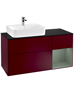 Villeroy und Boch Finion Villeroy und Boch F152GMHB 120cm, couvercle noir mat, étagère à droite Olive Matt Lacquer , Peony Matt