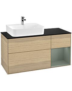 Villeroy und Boch Finion Villeroy und Boch F152GMPC 120cm, couvercle noir mat, étagère à droite Olive Matt Lacquer , Oak Veneer