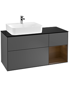 Villeroy und Boch Finion Villeroy und Boch F152GNGK 120cm, plaque de recouvrement noir mat, étagère droite placage noyer, anthracite mat