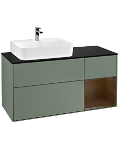 Villeroy und Boch Finion Villeroy und Boch Finion F152GNGM 120cm, cover plate black matt, shelf on the right Olive Matt Lacquer veneer, Olive Matt Lacquer