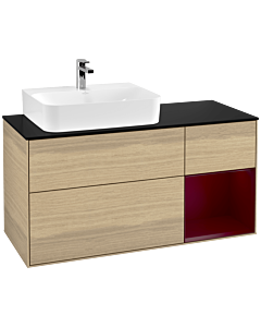 Villeroy und Boch Finion Villeroy und Boch F152HBPC 120cm, plaque de recouvrement noir mat, étagère à droite Peony , Oak Veneer