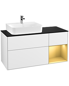 Villeroy und Boch Finion Villeroy und Boch Finion F152HFGF 120cm, cover plate black matt, shelf right gold matt, glossy white lacquer