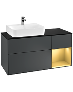 Villeroy und Boch Finion Villeroy und Boch Finion F152HFHG 120cm, cover plate matt black, shelf on the right matt gold, midnight Blue Matt Lacquer