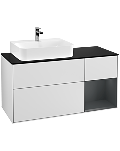 Villeroy und Boch Finion Villeroy und Boch F152HGMT 120cm, plaque de finition noir mat, étagère à droite Midnight Blue Matt Lacquer , laqué blanc mat