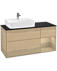 Villeroy und Boch Finion Villeroy und Boch Finion F152PCPC 120cm, cover plate black matt, shelf on the right Oak Veneer , Oak Veneer