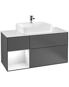 Villeroy und Boch Finion Villeroy und Boch Finion F161GFGK 120cm, cover plate white matt, shelf left glossy white lacquer, anthracite matt