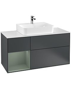 Villeroy und Boch Finion Villeroy und Boch F161GMHG 120cm, plaque de recouvrement blanc mat, étagère gauche Olive Matt Lacquer , Midnight Blue Matt Lacquer