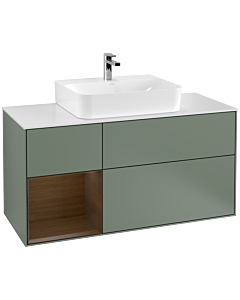 Villeroy und Boch Finion Villeroy und Boch Finion F161GNGM 120cm, cover plate white matt, shelf left Olive Matt Lacquer veneer, Olive Matt Lacquer